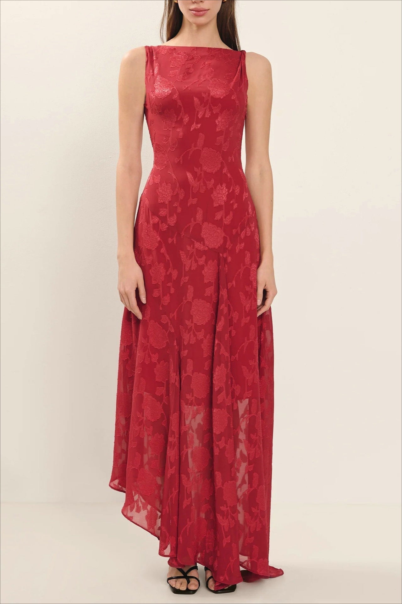 Irregular Hem Red Backless Lace Dress 4