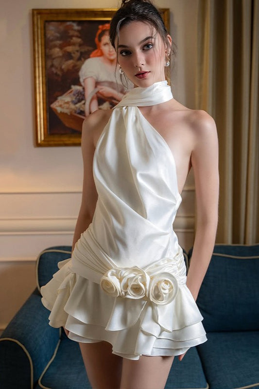 Satin Bardot LowBack Party Dress