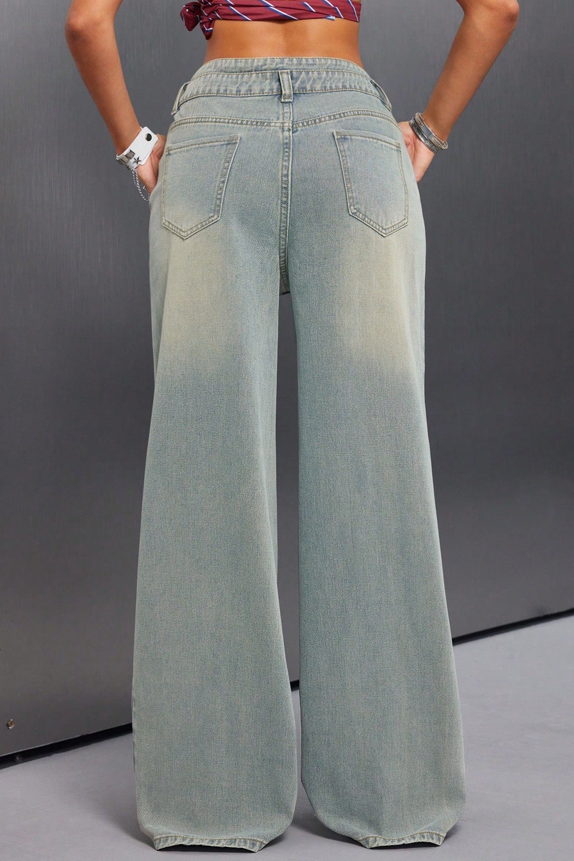 Button Front Vintage Wide Jean