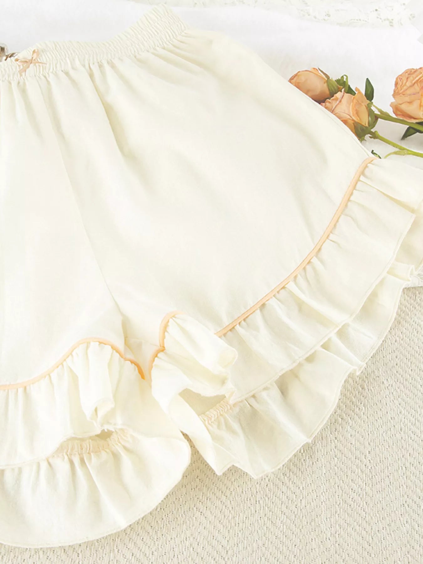 Contrast Trim Long Sleeve Top and Shorts Lounge Set