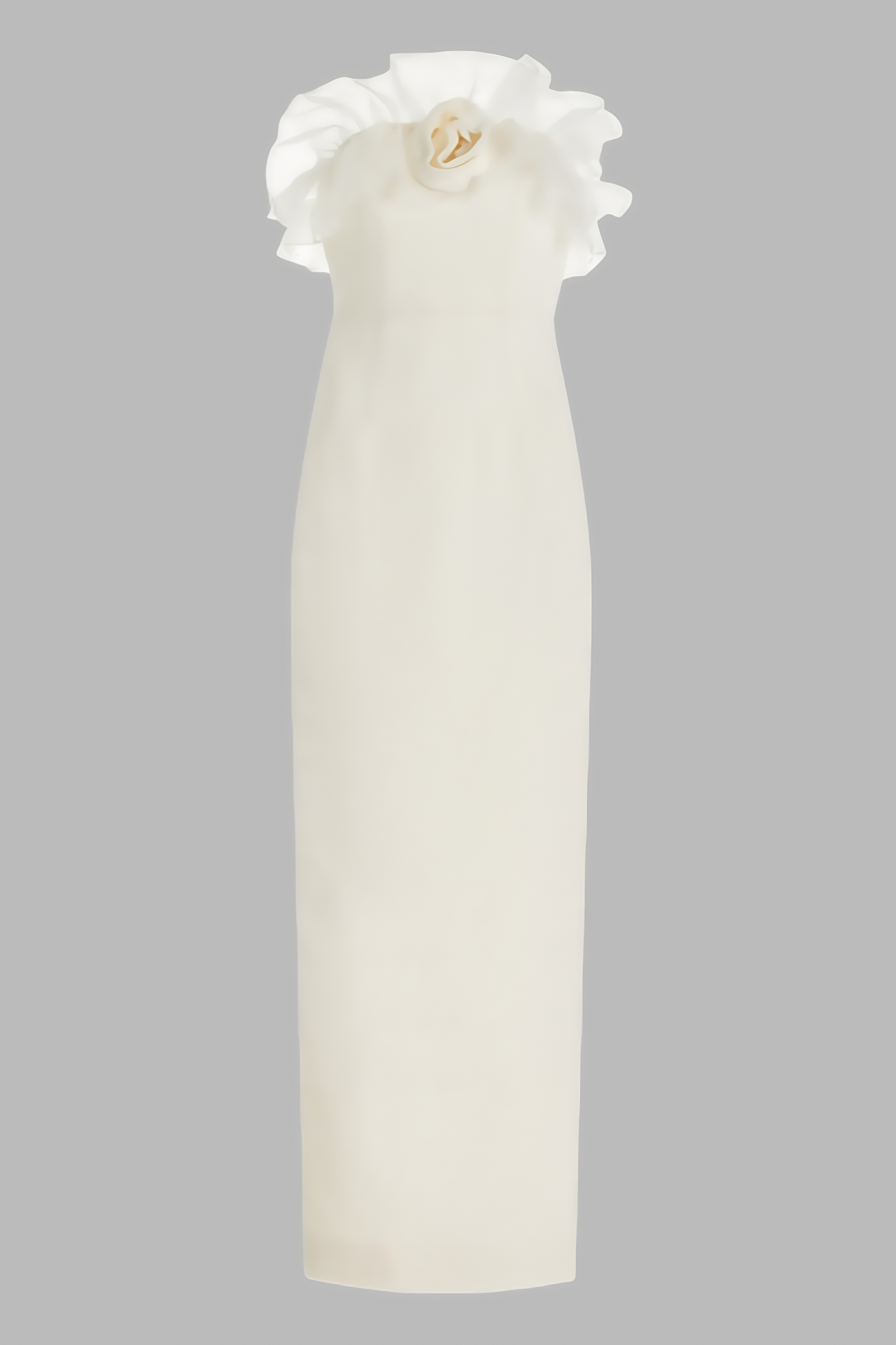 Zaretp White Ruffled Silk Midi Dress - View 4