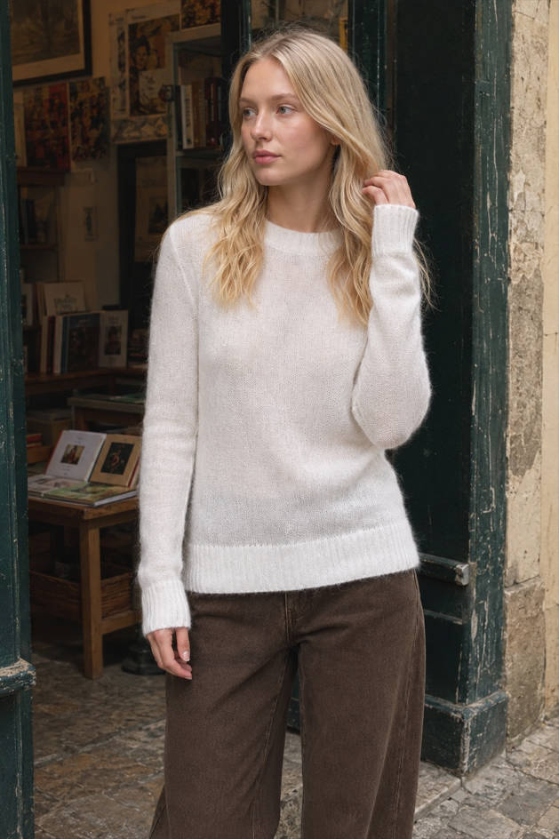 Sheer Blend Round Neck Knit Top
