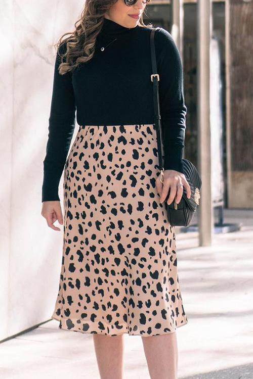 High Collar Knit Long Sleeve T Shirt