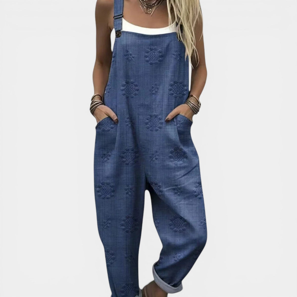 JAYDA™ - COMFORTABLE FLORAL DENIM OVERALLS