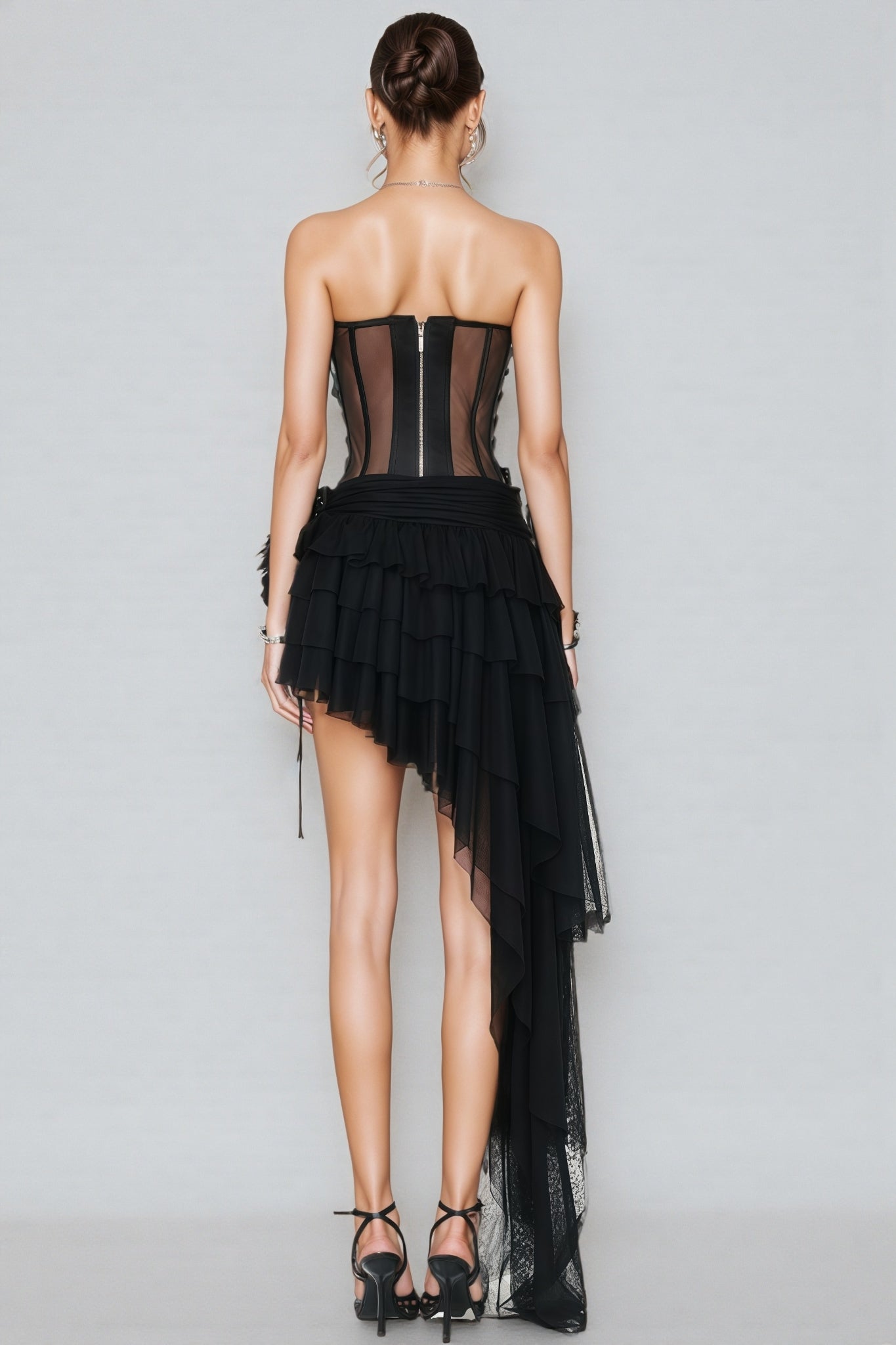 Wenrey Strapless Lace-Up Midi Dress Set - View 4