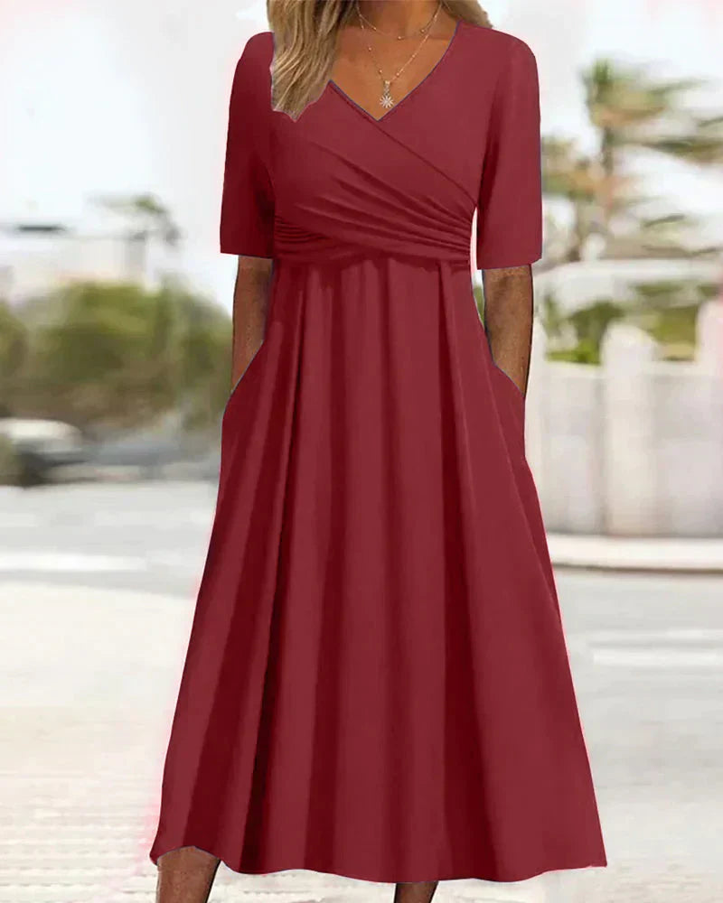 Hannah Effortless Women's Short Sleeved Wrap Dress, Elevated Occasion Wear
