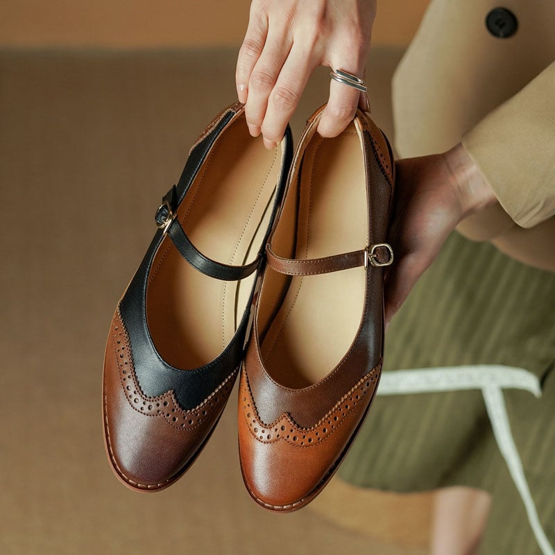 Round Toe Block Heels Mary Jane Shoes