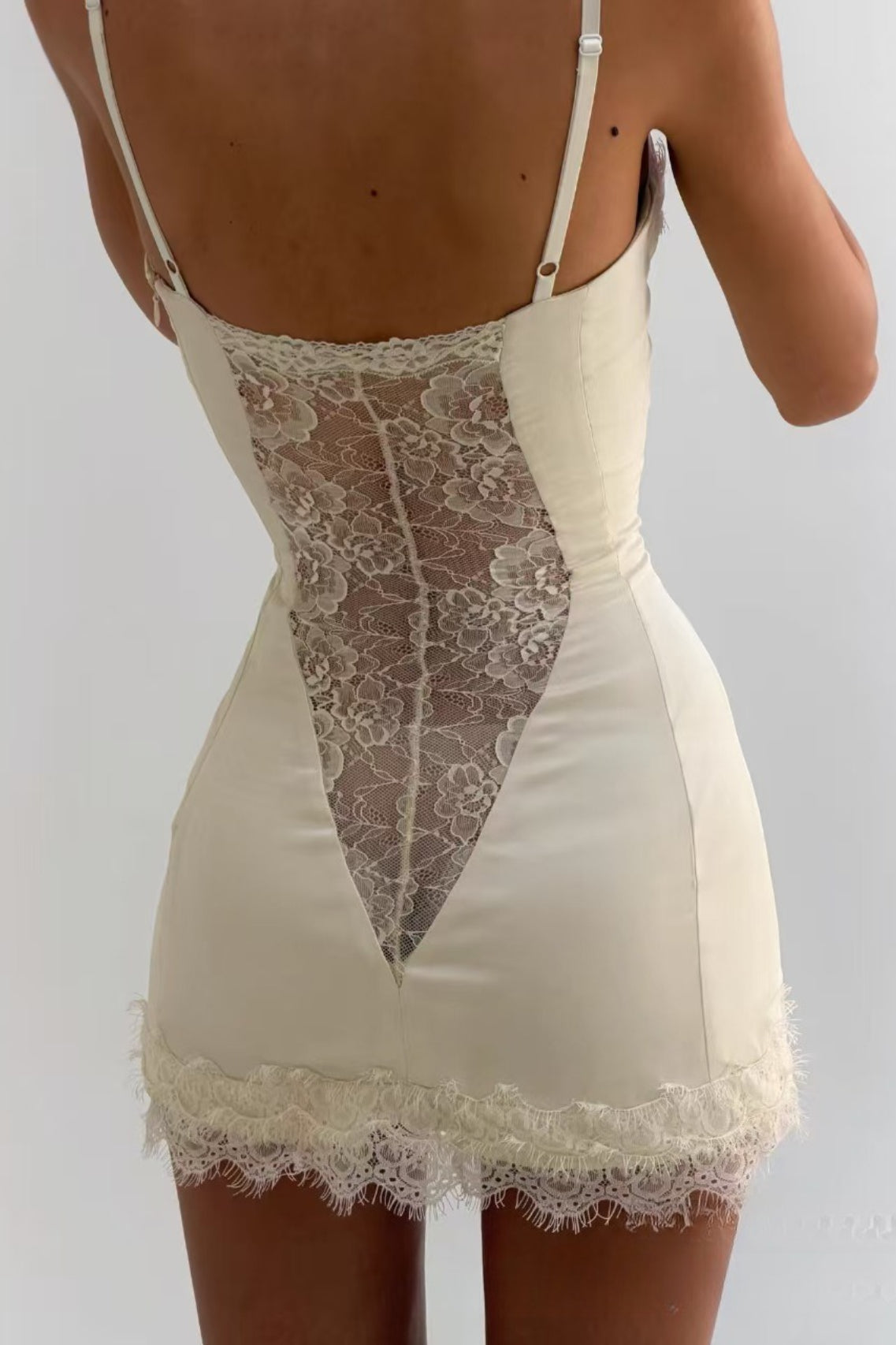 Lace Satin Mini Dress
