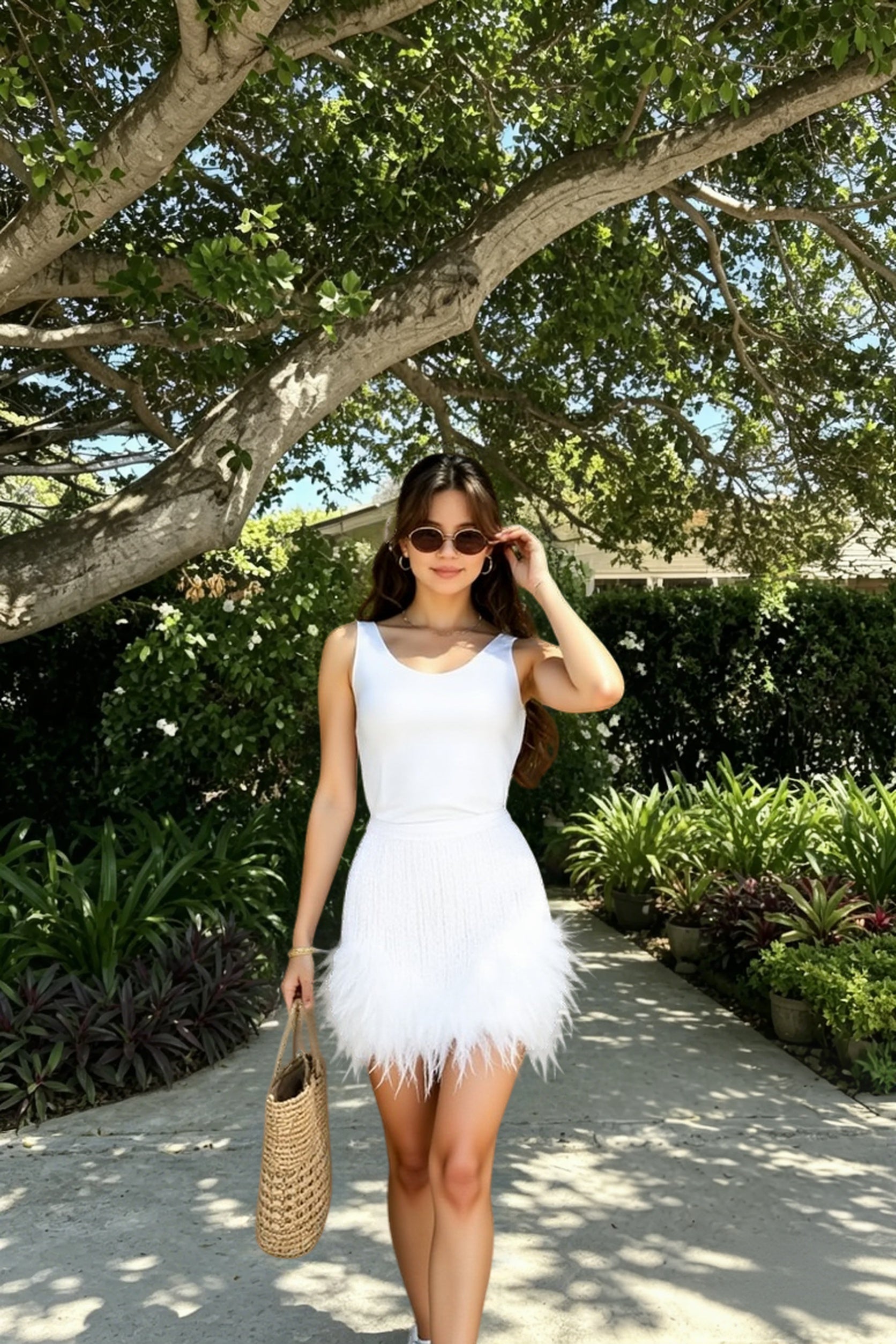 Sequin Pleated Denim Mini Skort