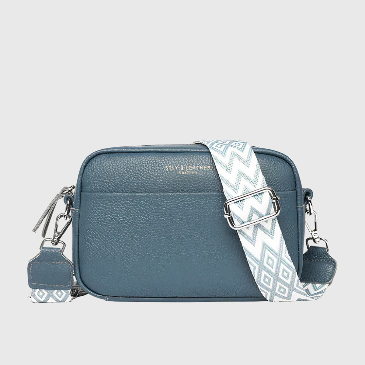 Wide Woven Strap Faux Leather Crossbody Bag