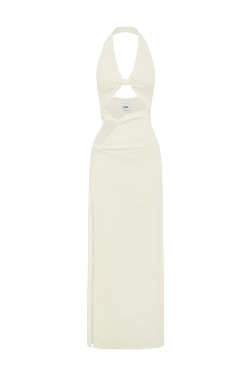 LAILA CUT OUT HALTER MAXI DRESS - WHITE