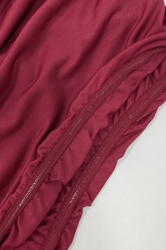 Strapless Ruched Flowy Maxi Formal Dress