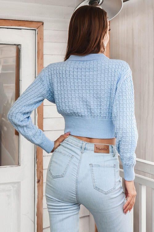 Long Sweater Round Cropped Arm With Neck