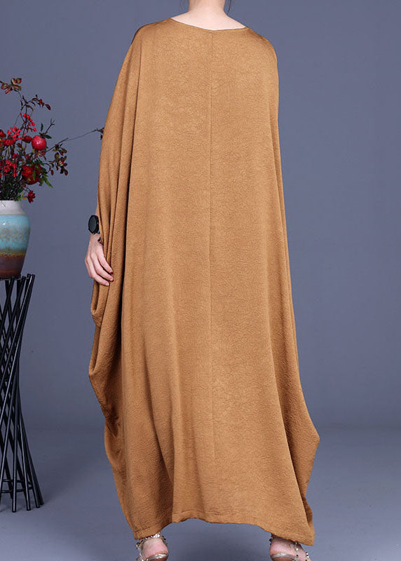V-Neck Batwing Sleeve Draped Pocket Kaftan Maxi Dress