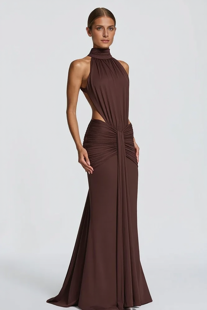 Solid Backless Mermaid Bodycon Party Dress