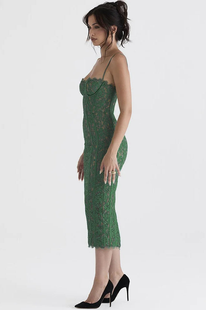 Lace Spaghetti Strap Midi Dress 4