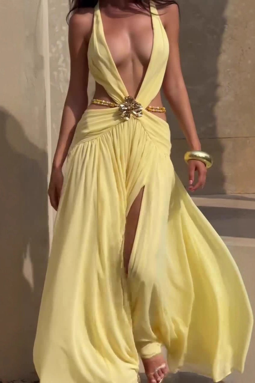 Halter Edition Backless Split Maxi Boho Dress