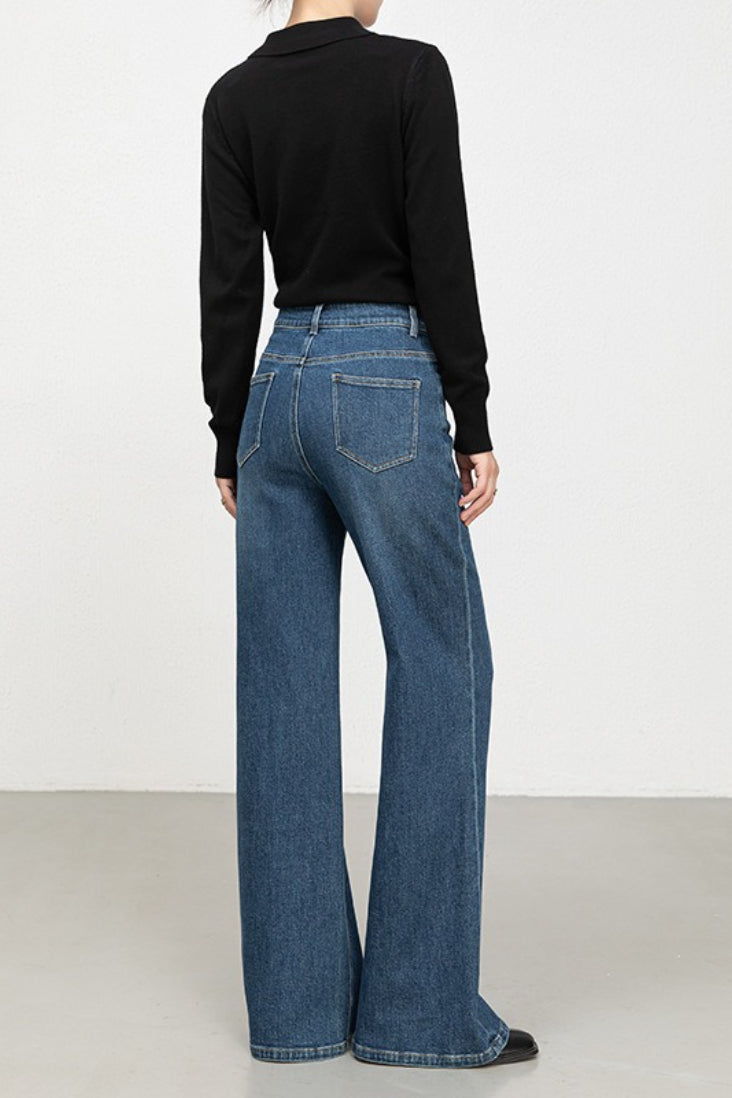 High-Waist Straight-Leg Denim Jeans