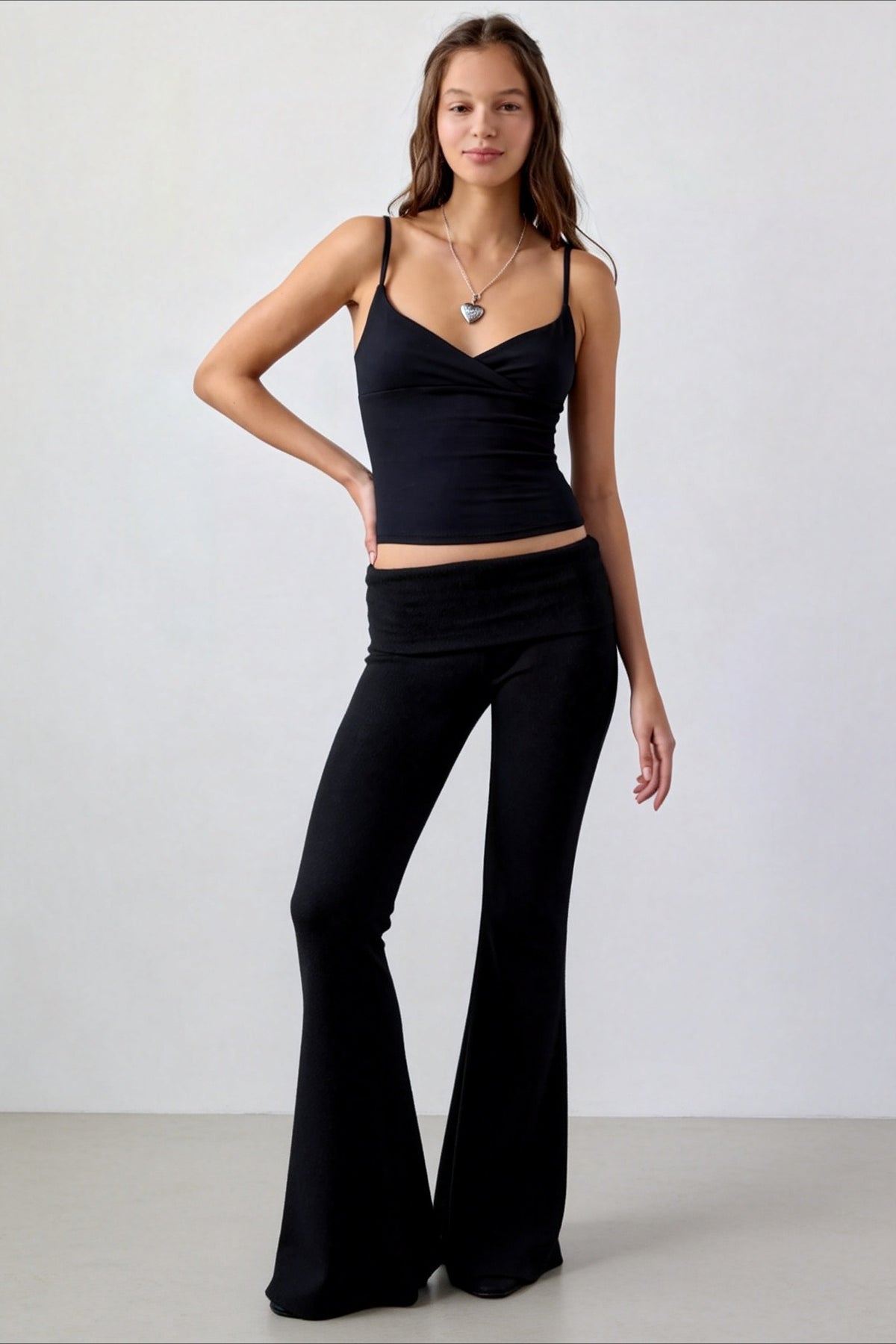 Crisscross V-Neck Ribbed Cami Top