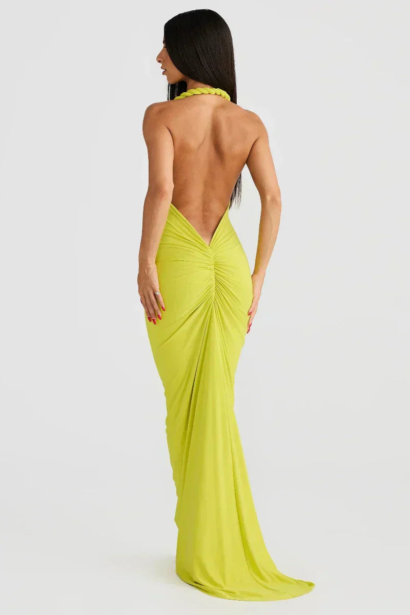 Off Shoulder Fold Over Sleeve Knit Bodycon Floor Length Gown
