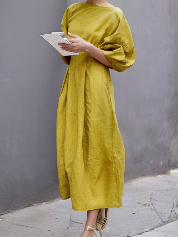 Boat Neck Pocket Cocoon Maxi Dress