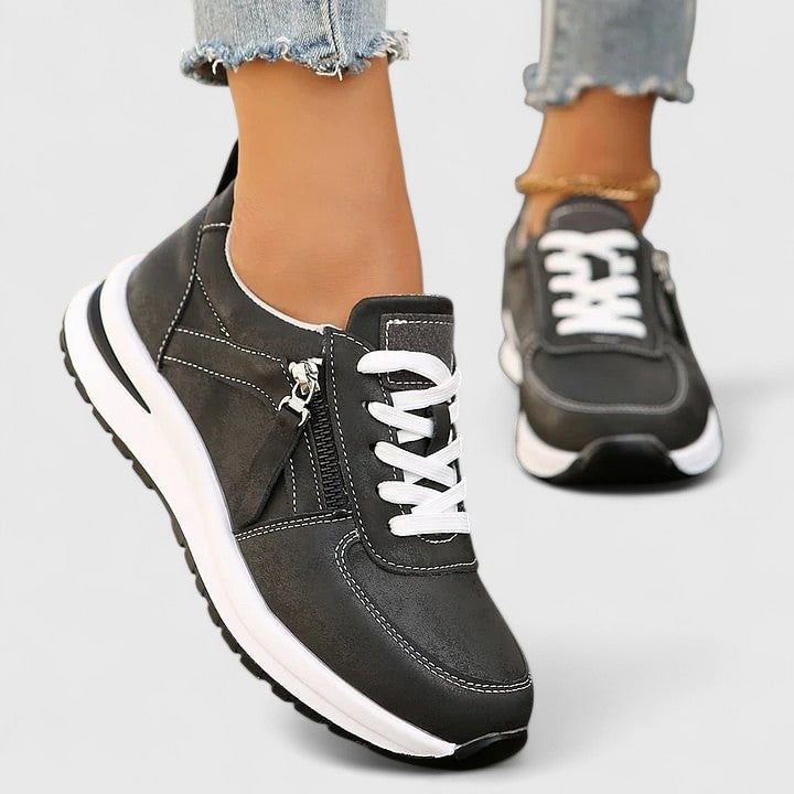 Glitter Lace Up Side Zip Platform Sneakers