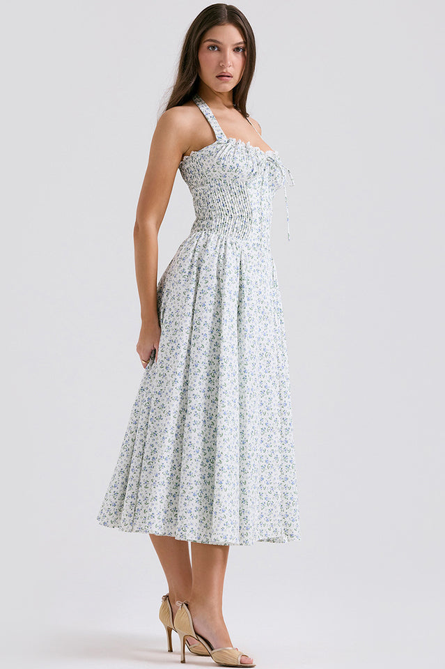 Adabella Cotton Halter Midi Sundress