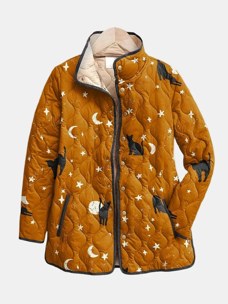 Cat and Star Print Quilted Jacket