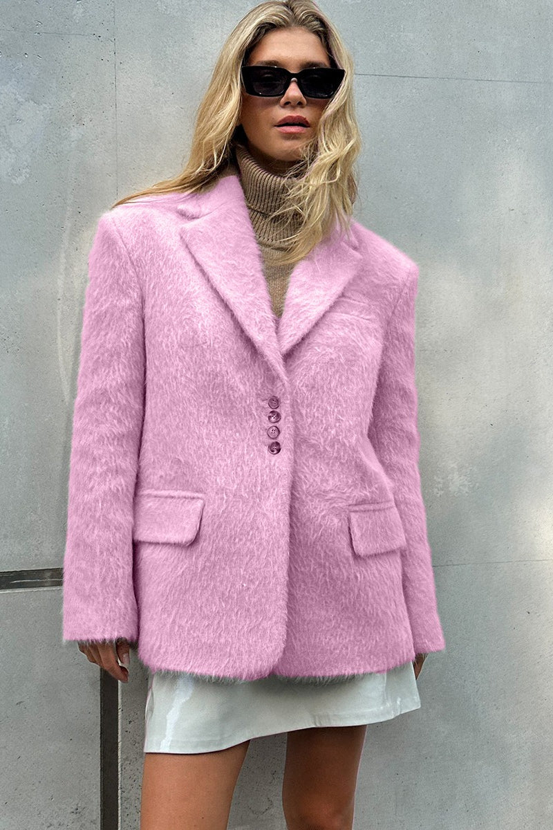 Soft Pile Relaxed Fit Lapel Blazer