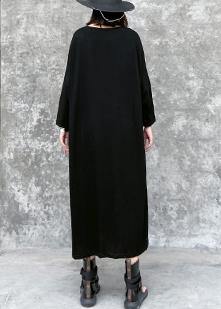 Geometric Circle Print Long Sleeve Oversized Crew Neck Maxi Shift Dress