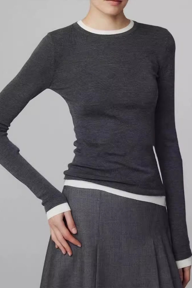 TwoinOne Contrast Trim Knit Top