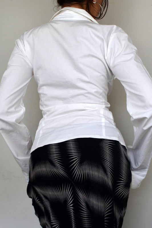 Deep V Ruffle Detail Blouse