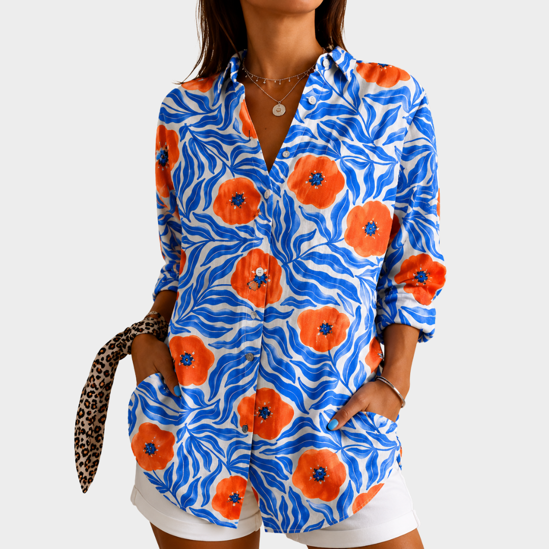 Floral Print Long Sleeve Button Front Shirt