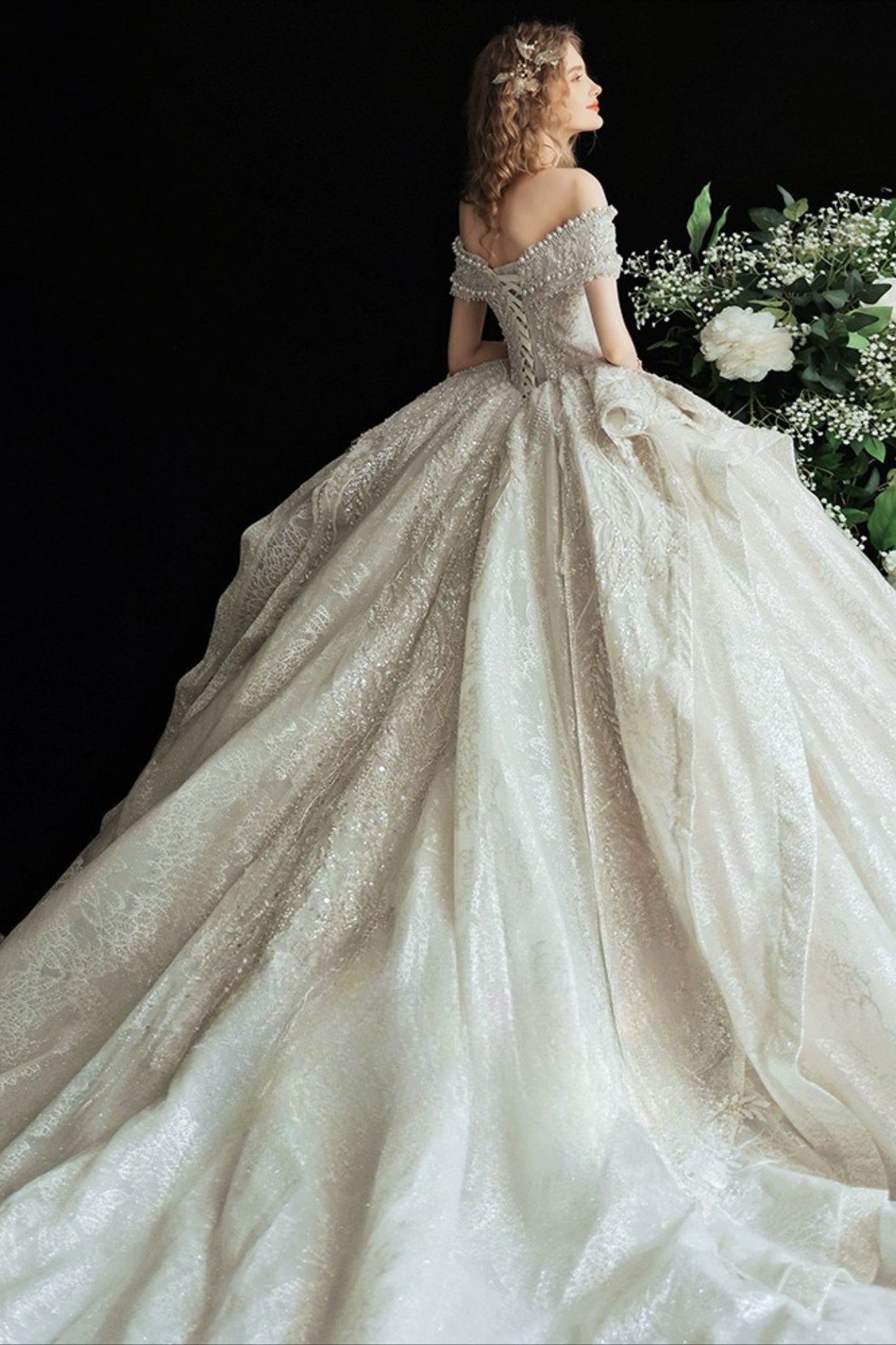 Royal Beaded Ball Gown Wedding Dress