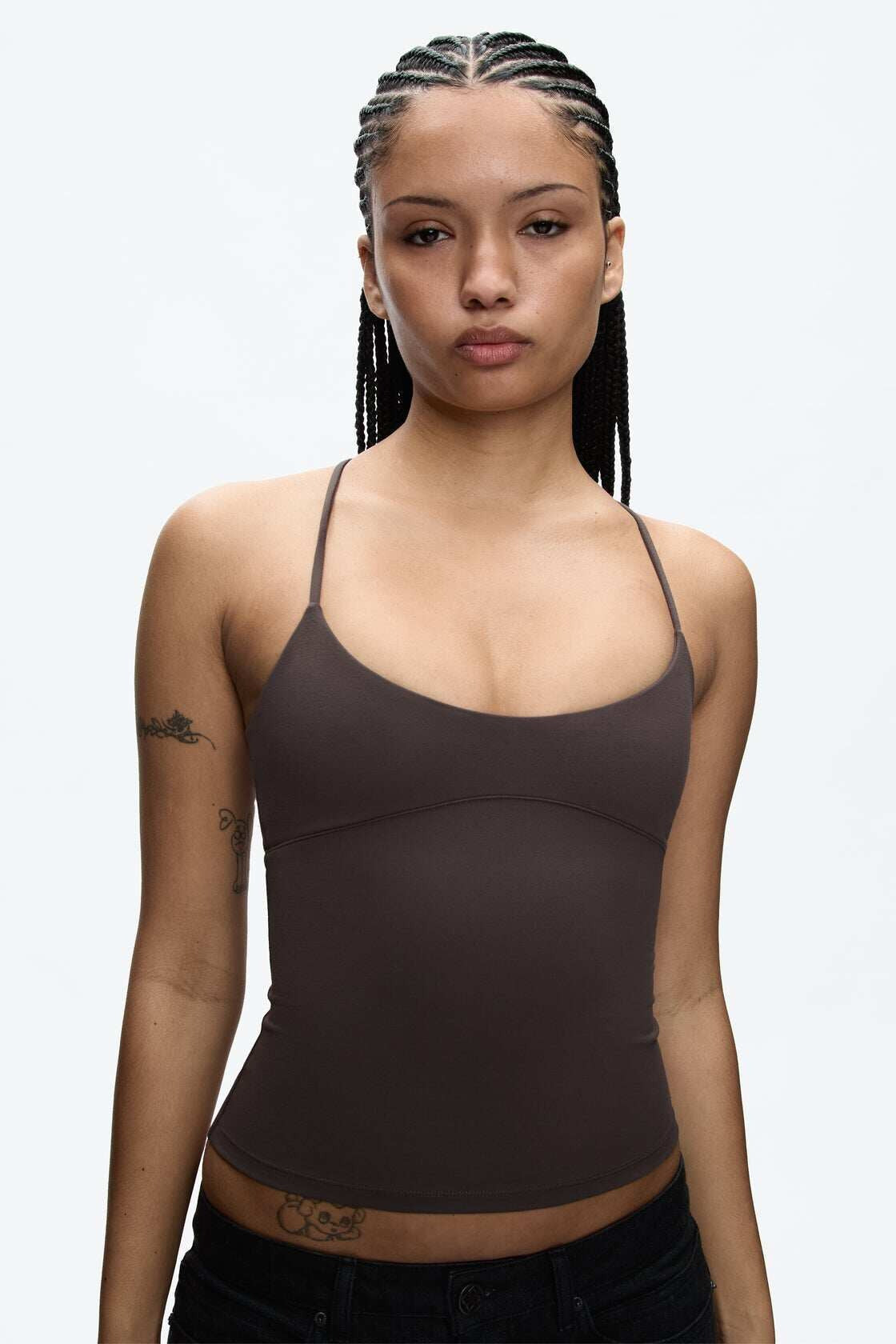 Silver-Tone Strap Slim Fit Cami Top