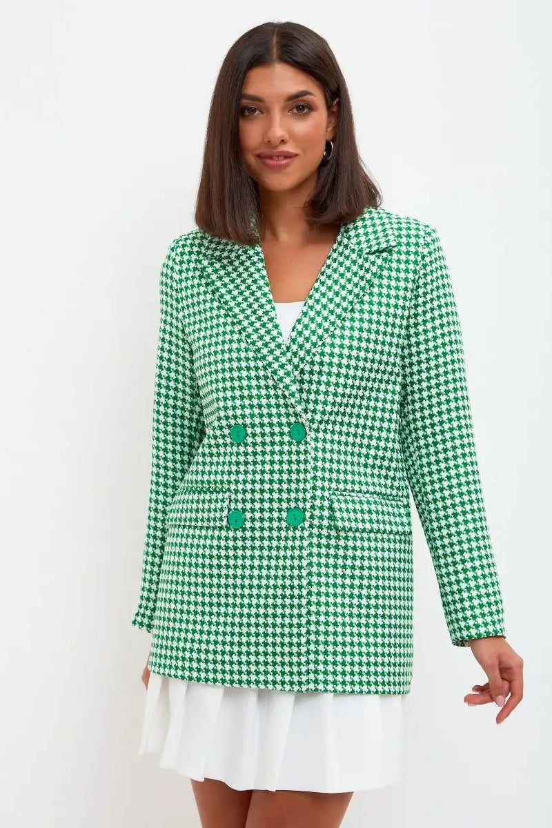 Tweed Houndstooth Blazer