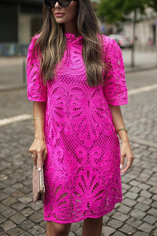 Fiorella Aesthetic Reason To Smile Crochet Lace Mini Dress Evening Wear Edit
