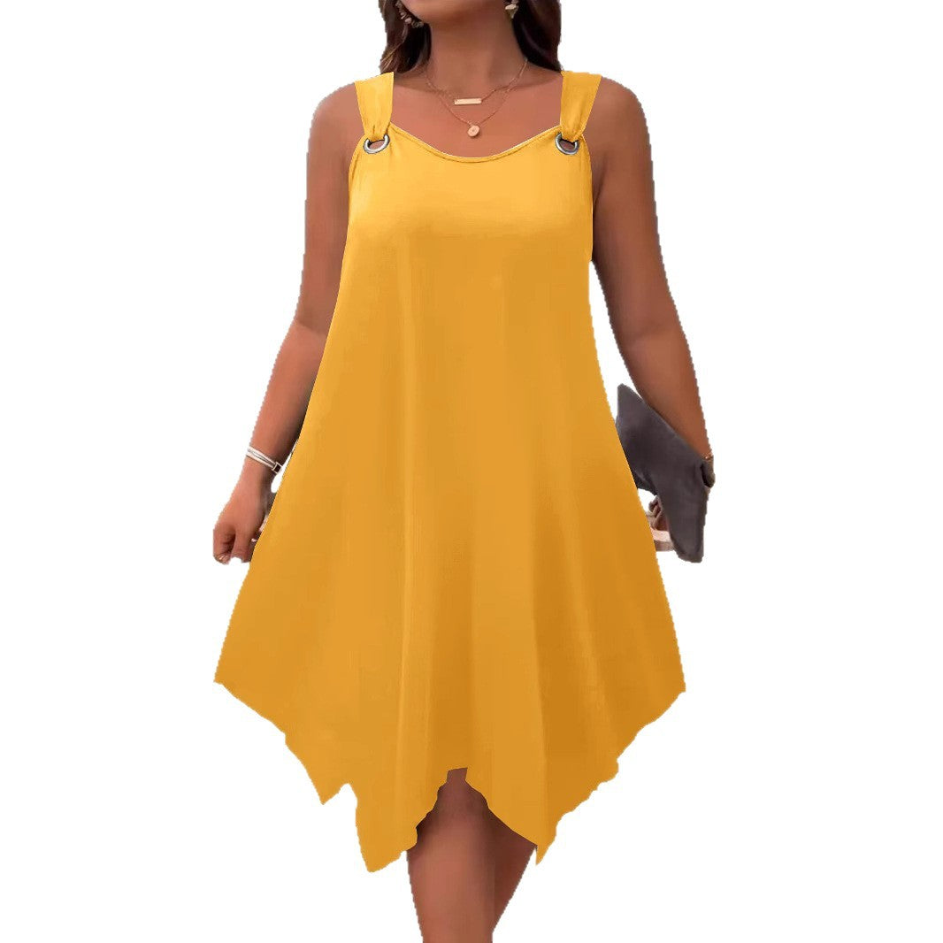 Sleeveless Handkerchief Hem A-Line Midi Dress 5