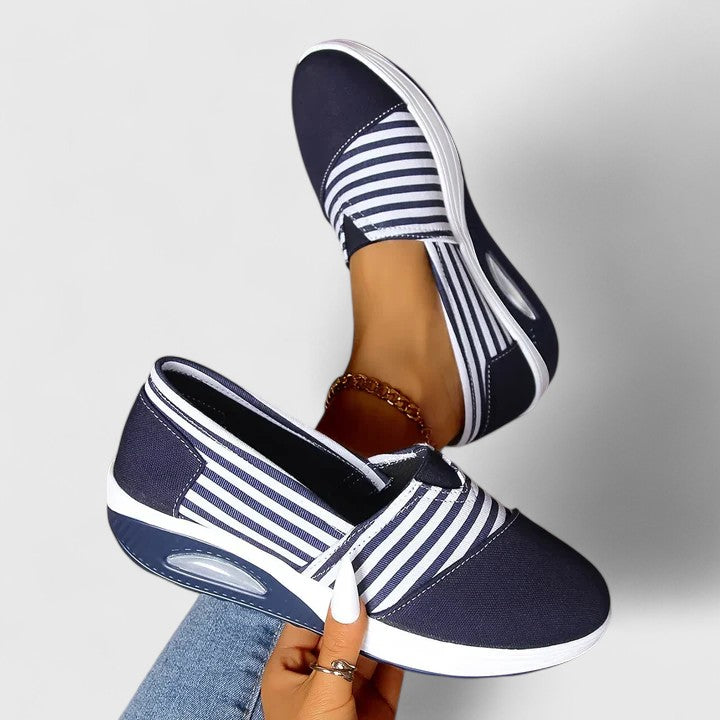 Striped Slip On Platform Wedge Sneakers