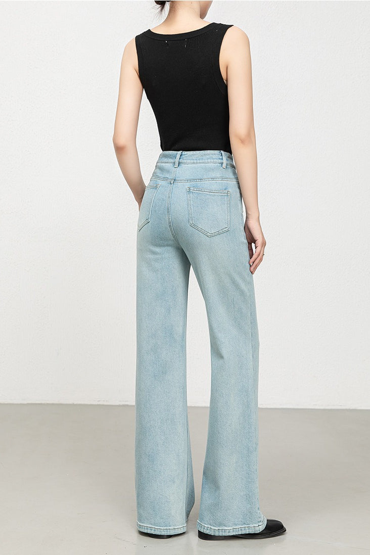 High-Waist Straight-Leg Denim Jeans