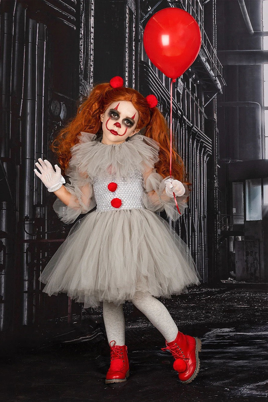 Scary Clown Tutu Dress Kid Halloween Costume