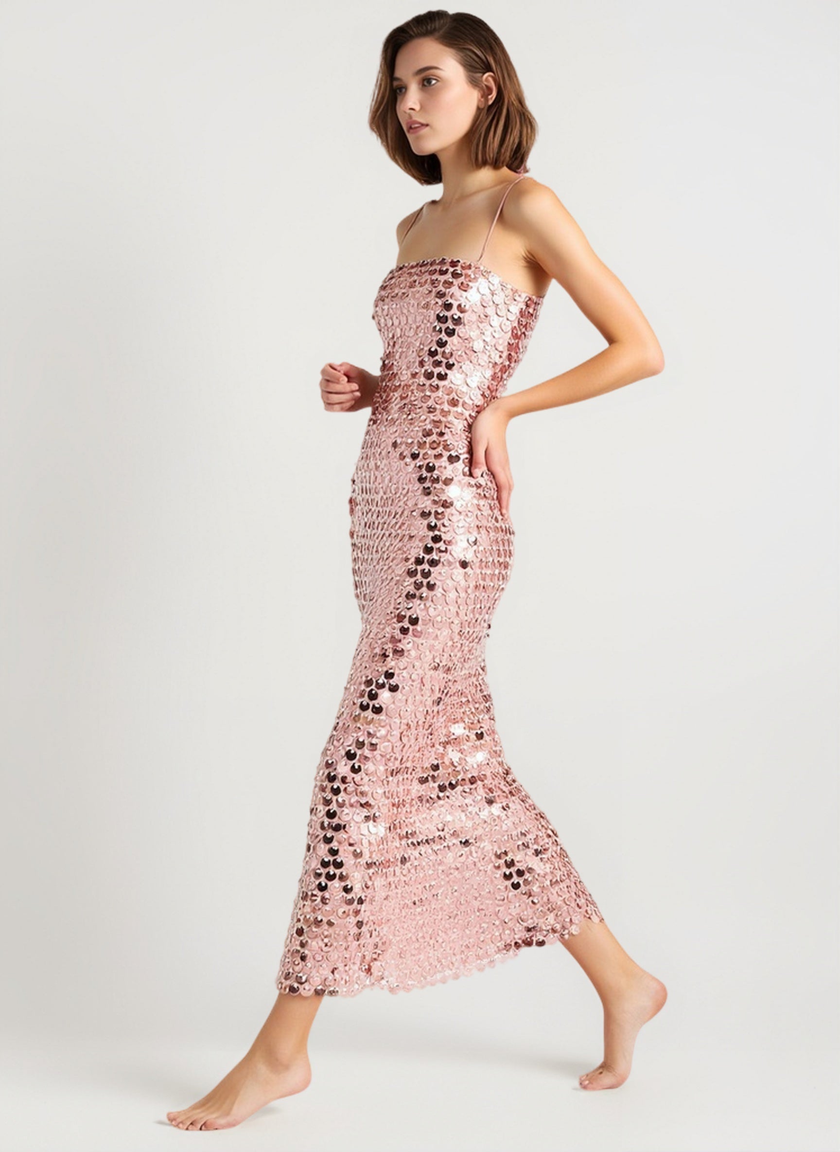 Beaded Irregular Midi Dress