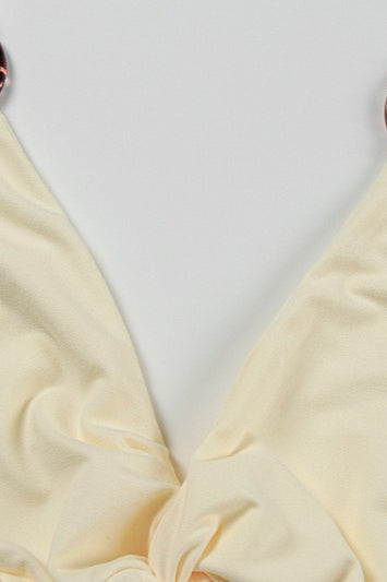 Halter Neck Twist Front Ring Detail Keyhole Cut Out Bodycon Maxi Dress
