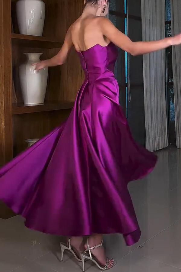 Cinderella's Dream Satin Square Off Shoulder Maxi Dress - View 4