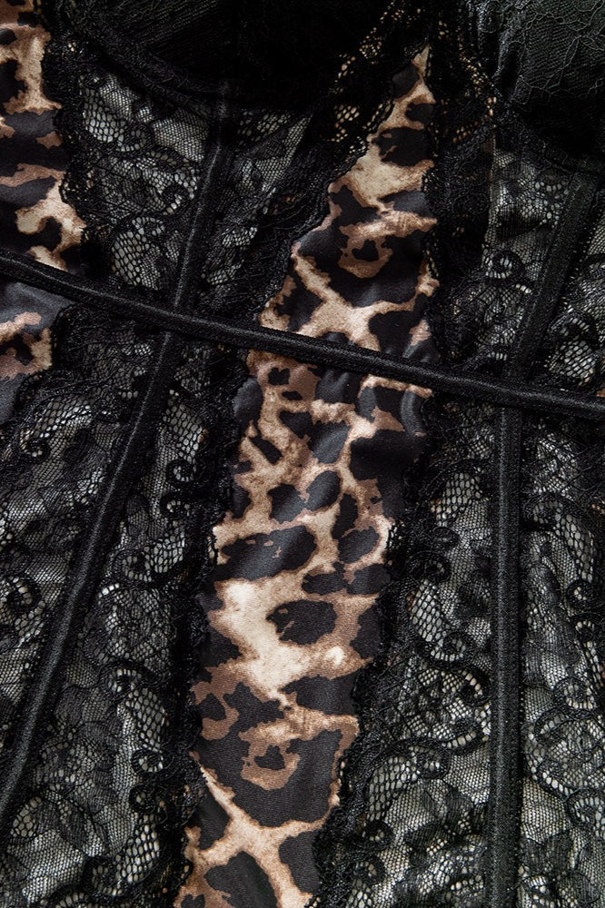 Leopard Lace Patchwork Underwire Mini Dress - View 4