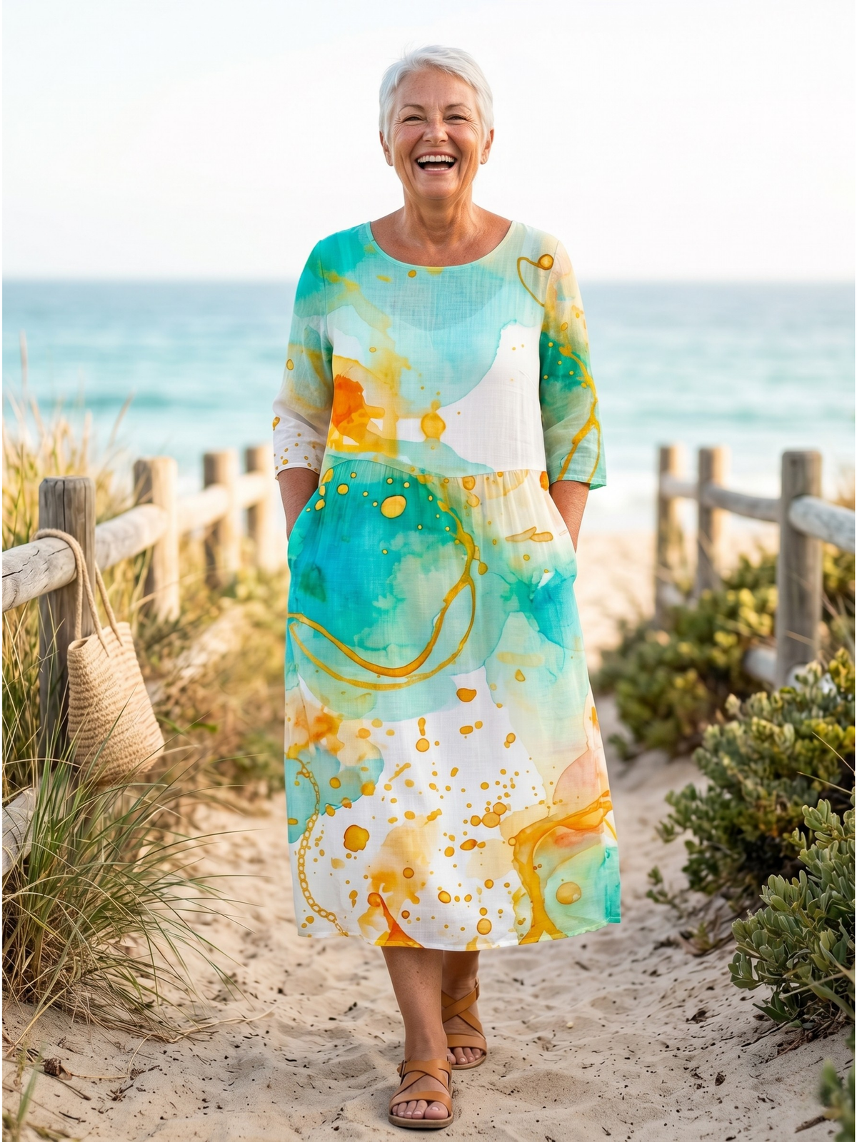 KEELY™ - ELEGANT SUNSET FLOWER DRESS