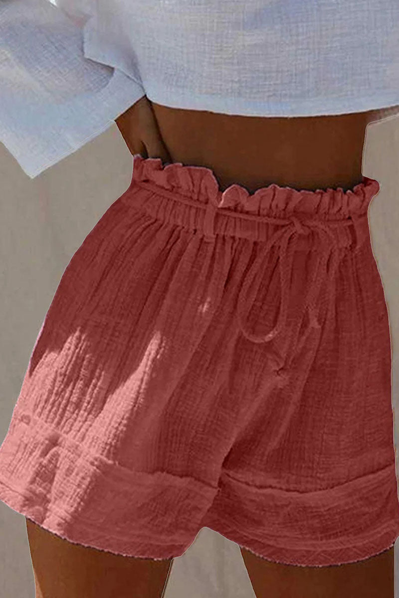 Casual Solid Split Joint Loose High Waist Wide Leg Shorts
