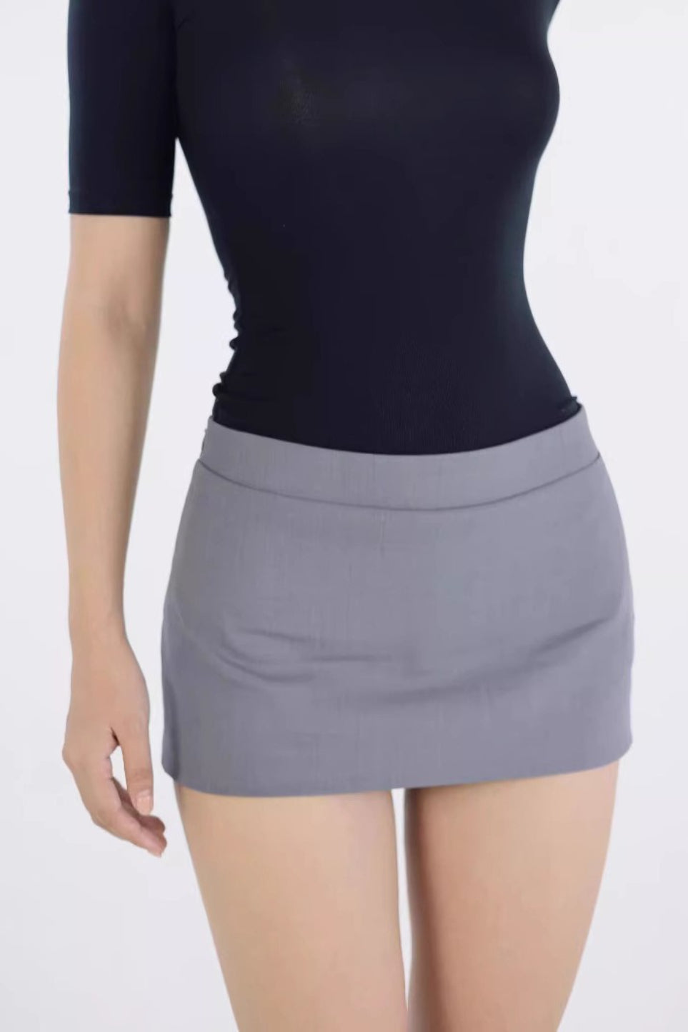 Bodycon Pleated Denim Mini Skort