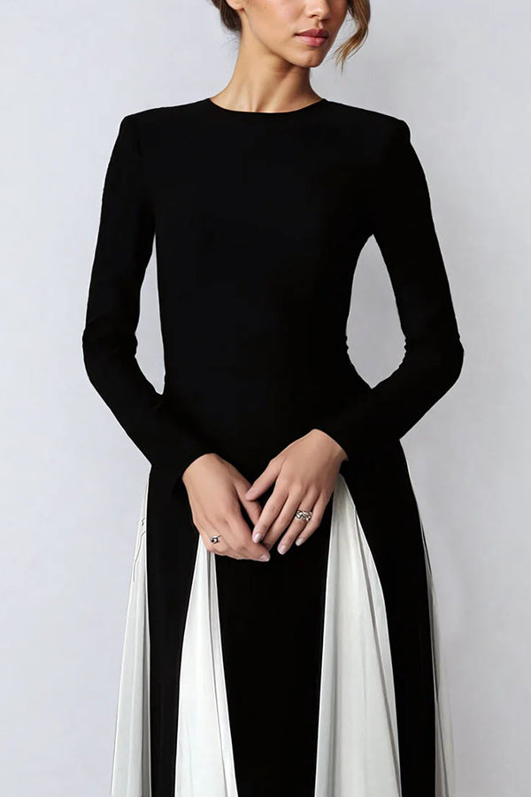 Getting Glam and Elegant Panelled Tulle Long Sleeve A-line Maxi Dress - View 7