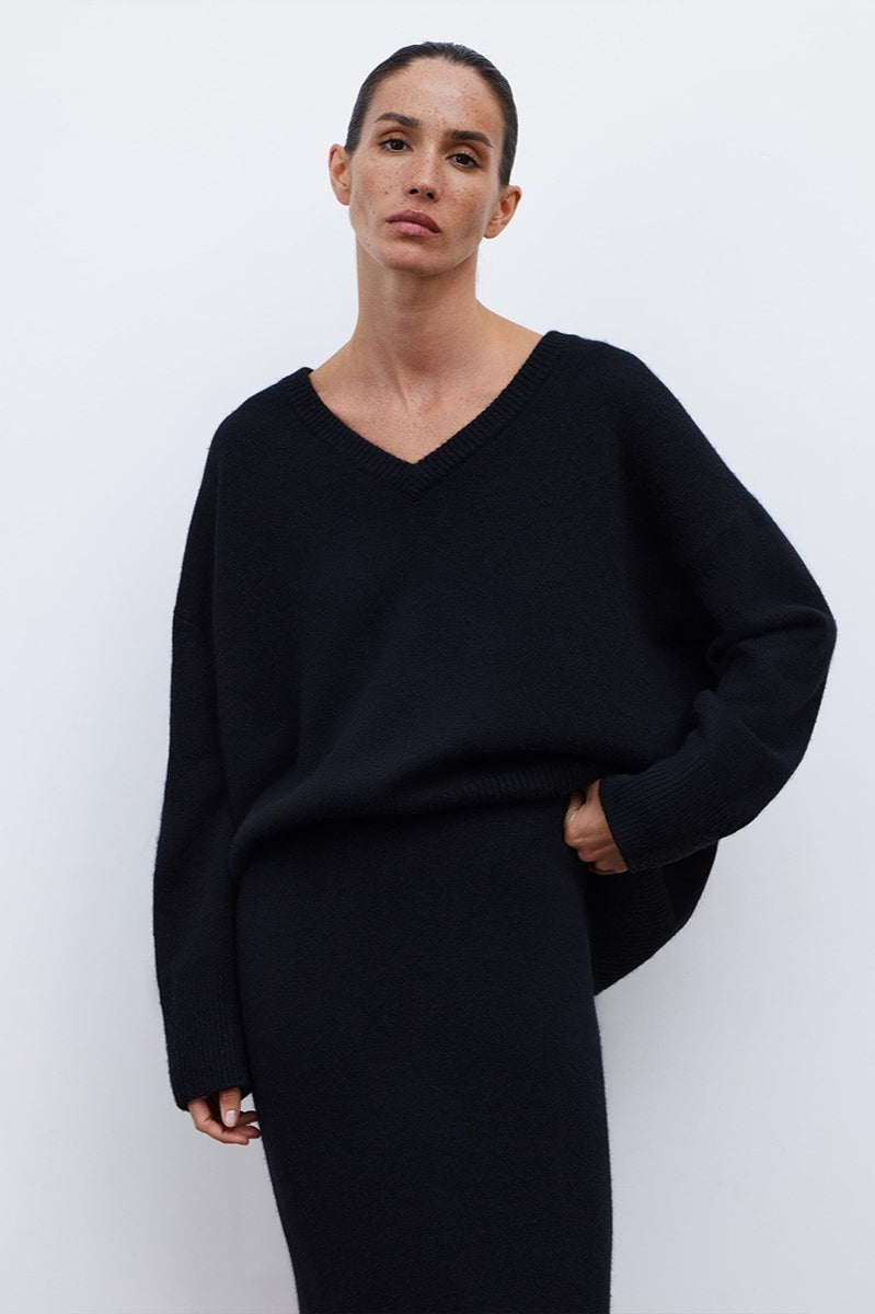 V Neck Pullover Knit Sweater